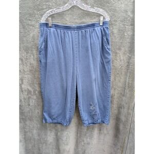 Women's Capris XL‎ Denim Embroidered Floral Casual